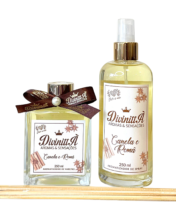 Kit Aromatizador Spray e Varetas - Canela e Romã