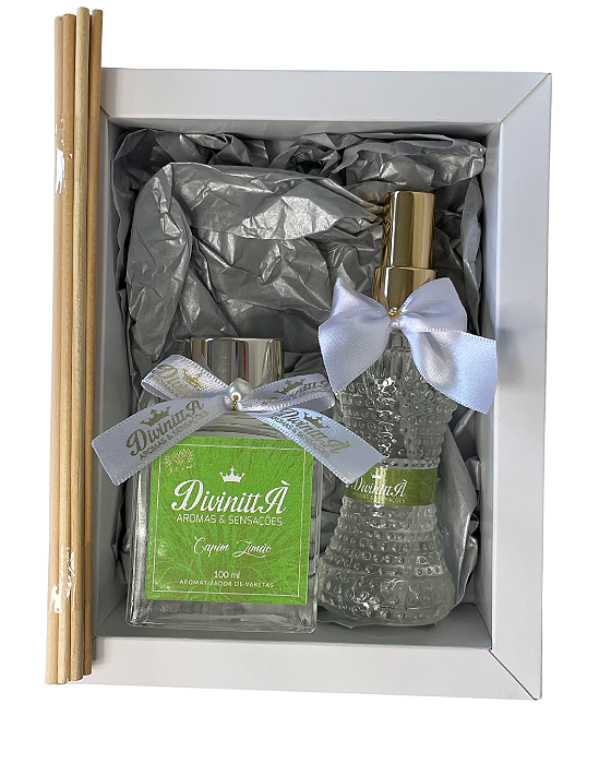 Kit Presente Aromatizador Varetas e Spray Cinturinha - Capim Limão