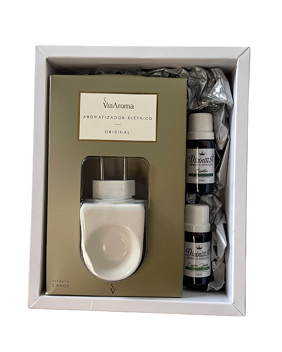 Kit Presente Difusor de Tomada e 2 Óleos Aromáticos - Bamboo e Capim Limão