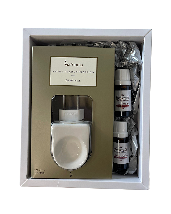 Kit Presente Difusor de Tomada e 2 Óleos Aromáticos - Cereja e Avelã e Lavanda e Vanilla