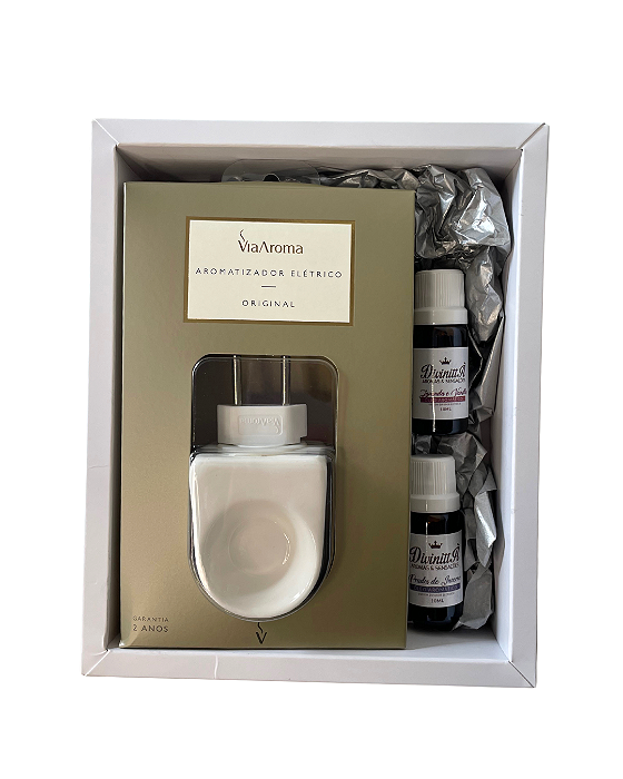 Kit Presente Difusor de Tomada e 2 Óleos Aromáticos - Lavanda e Vanilla e Prados de Inverno