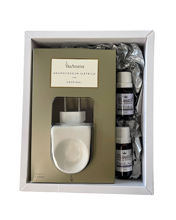 Kit Presente Difusor de Tomada e 2 Óleos Aromáticos - Flor de Algodão e Prados de Inverno