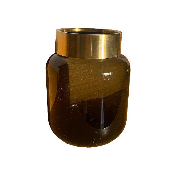 VASO DECORATIVO EM VIDRO PRETO P