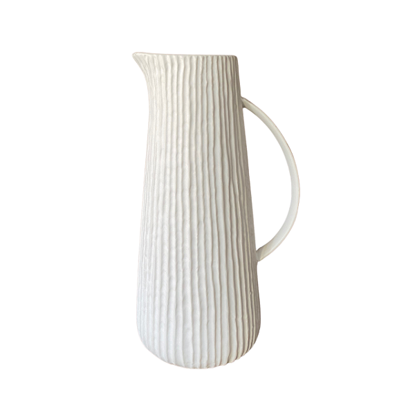 Jarra decorativa branca frisos