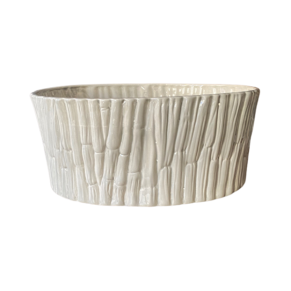 Centro de mesa cerâmica grande bambu bege