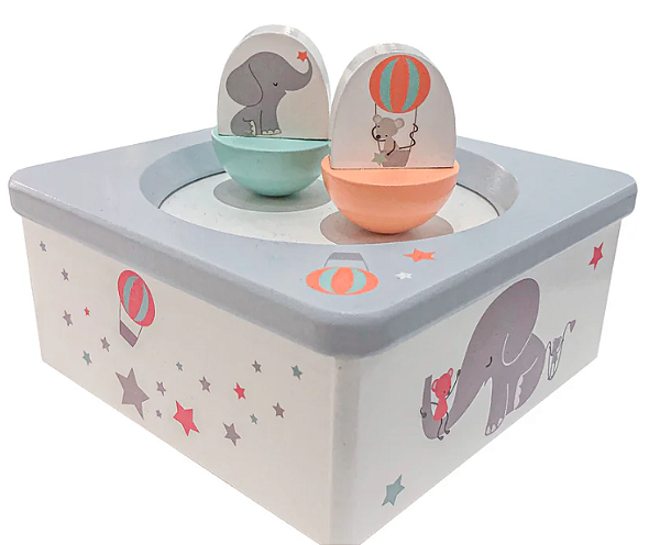 Caixa de música elefante e foca