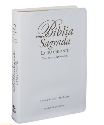 BÍBLIA SAGRADA LETRA GIGANTE RA COURO BRANCA