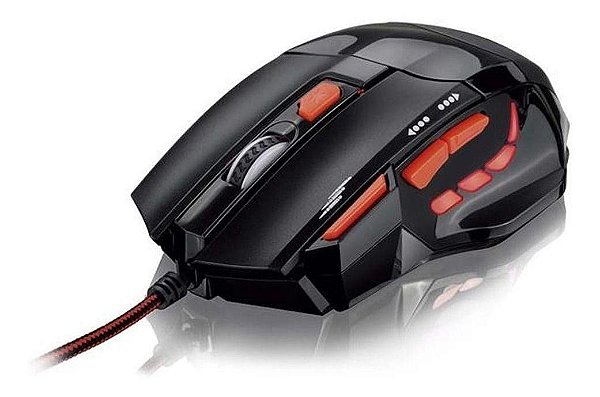 Mouse para jogo Multilaser Fire MO236 preto e vermelho *novo
