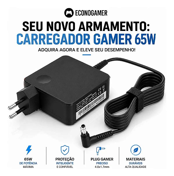 Fonte Carregador Notebook Compatível com Lenovo Ideapad S145 15api 20v 3.25a 110-220v Plug 4x1.7mm