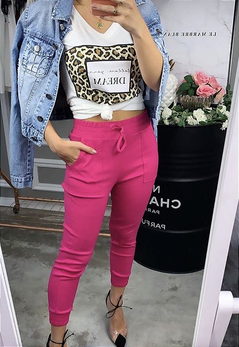 calça jogger pink