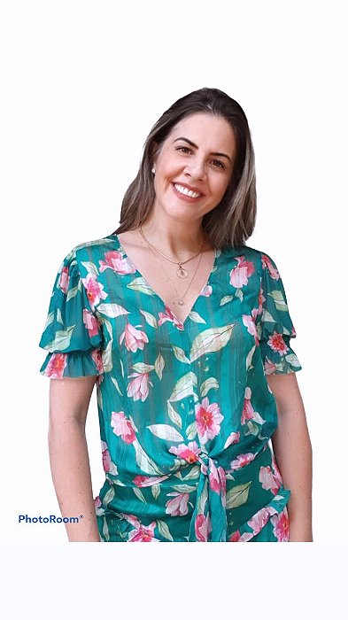 Blusa floral com amarração - Devian Boutique - Ecommerce de Moda Feminina