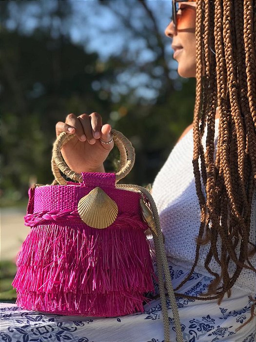 Bolsa de Palha de Buriti Bucket Alana Pink