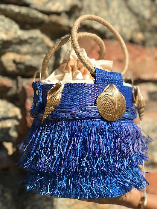 Bolsa de Palha de Buriti Bucket Alana Azul