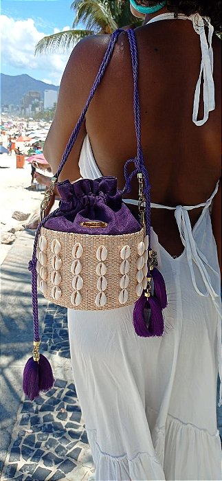 Bolsa de Palha de Buriti Myconos Bag Roxa