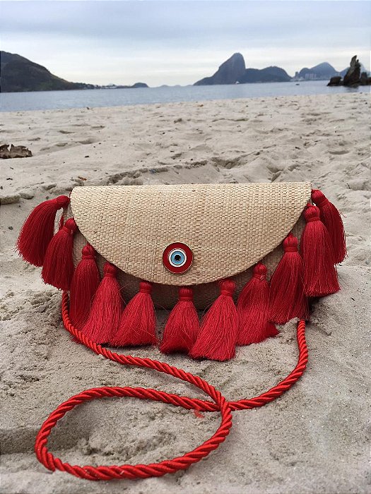 Clutch Tassel Olho Grego Vermelha