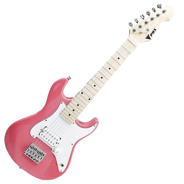 GUITARRA STRATOCASTER INFANTIL PHX 1/2 ROSA 3 A 7 ANOS