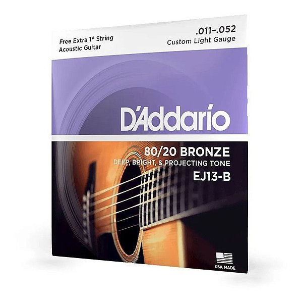 ENCORDOAMENTO D'ADDARIO VIOLAO AÇO EJ13-B 80/20 BRONZE