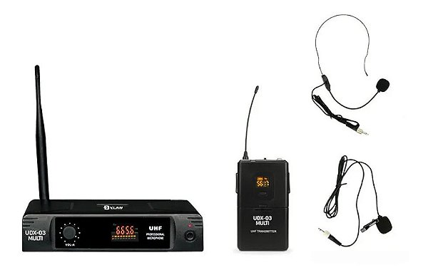 MICROFONE SEM FIO LAPELA OU HEADSET DYLAN UDX-03 30 CANAIS
