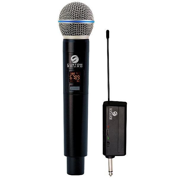 MICROFONE SEM FIO TRASMISSOR RECEPTOR CUSTOM SOUND CW 20