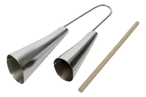 AGOGO SPANKING DUPLO PEQUENO CROMADO COM BAQUETA