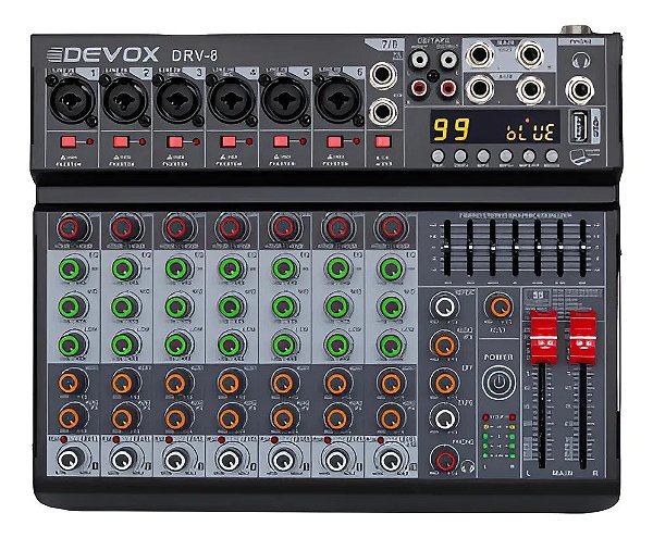 MESA SOM DEVOX 8 CANAIS PROFISSIONAL MIXING DRV-8 127/220V