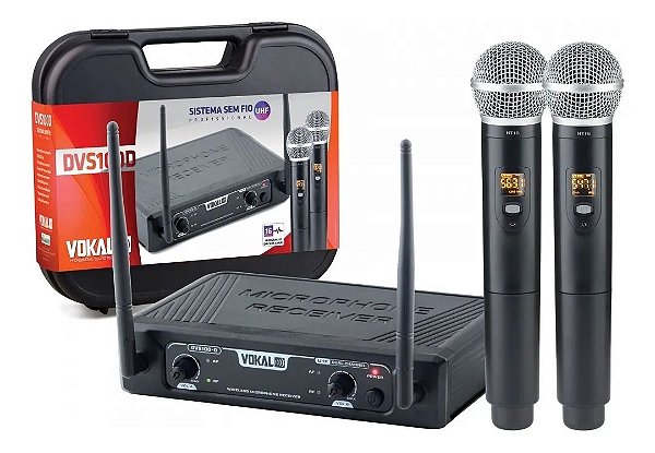 MICROFONE SEM FIO VOKAL DVS100DM DUPLO DE MAO FREQ VARIAVEL