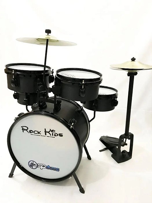 BATERIA KIDS RMV C/ MAQUINA DE CHIMBAL ROCK KIDS PRETA