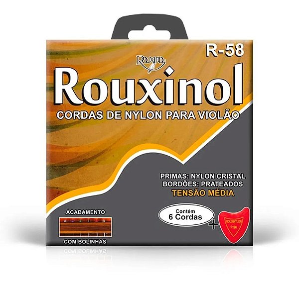 ENCORDOAMENTO VIOLÃO NYLON ROUXINOL  MEDIA R-58 COM BOLINHA