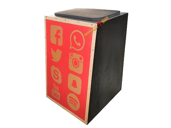 CAJON ACUSTICO JAGUAR K2 PB 9 ESTAMPA REDES SOCIAIS VERMELHO