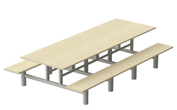 Mesa Para refeitório  8 Lugares com banco acoplados Coletivos