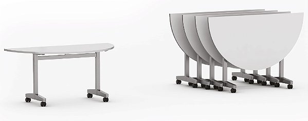Mesa Treinamento rebatível semi circular pé modelo “T”