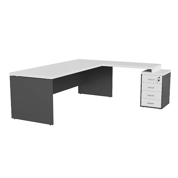 MESA GERENCIA RELIVE  COM COMPLEMENTO E GAVETEIRO