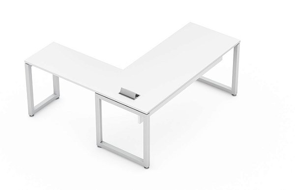Mesa Gerente em L,  Linha OP1 tampo 25mm, e estrutura em  aço quadro