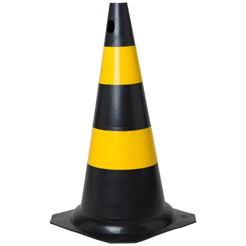 Cone em Pvc 50cm Preto e Amarelo