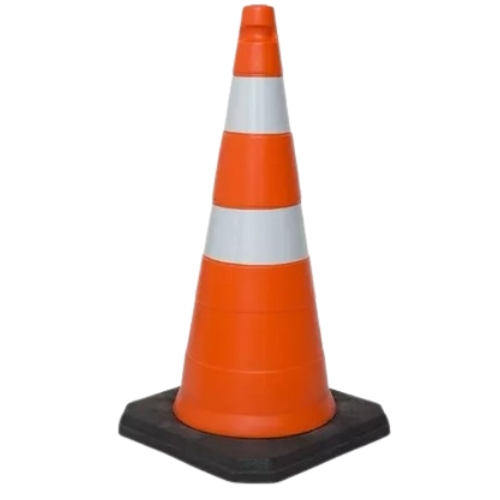 Cone Base de Borracha 75cm Laranja e Branco