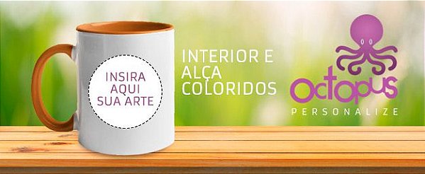 Caneca com Interior e Alça Coloridas em Cerâmica Várias Cores - Personalize
