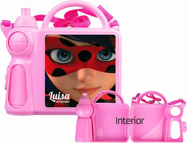 Lancheira com squeeze, personalizados com nome e personagem