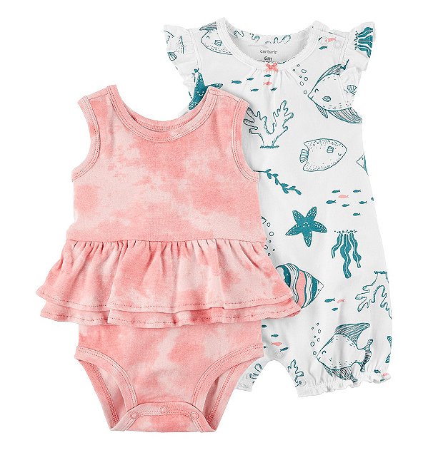 kit Vestido + Romper Carters - Coleção Fundo do Mar