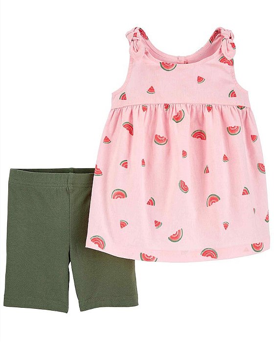 Conjunto bata melancia rosa e short