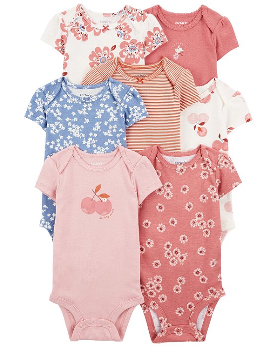 Kit body´s  7 peças floral e cereja - nova coleção