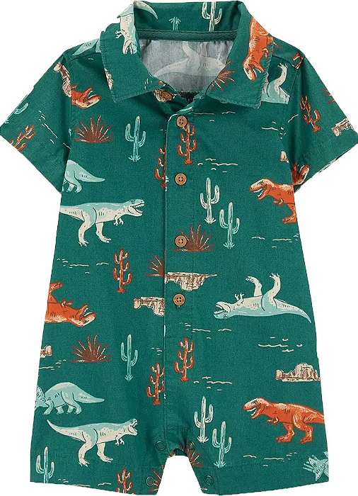 Macacão curto Verde Dinos /  Botões Gola Polo