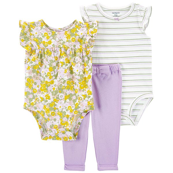 Trio floral nova / amarelo / lilás coleção