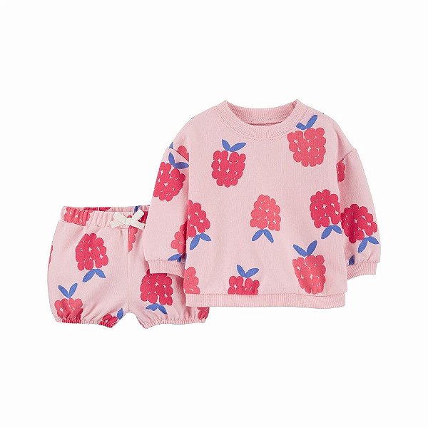 Conjunto moletinho rosa / frutinhas