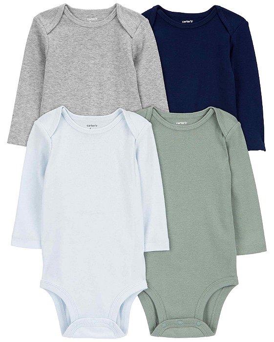 Kit de body manga longa multicor