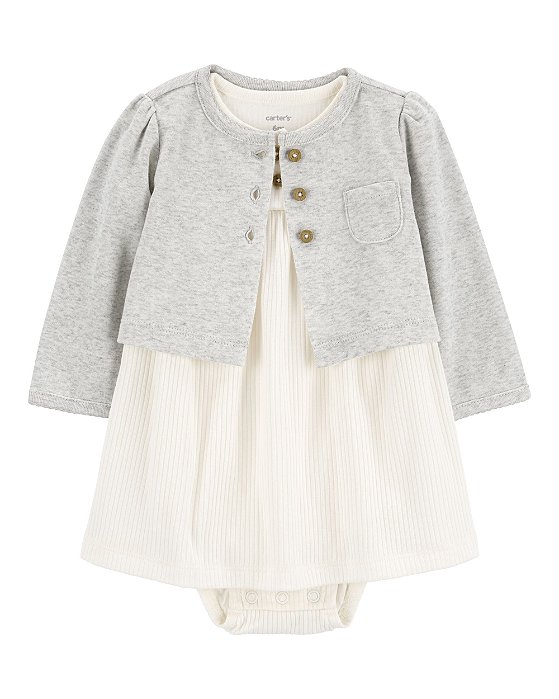 VESTIDO OFF -  MENINA (Vestido Bodysuit & Cardigan)