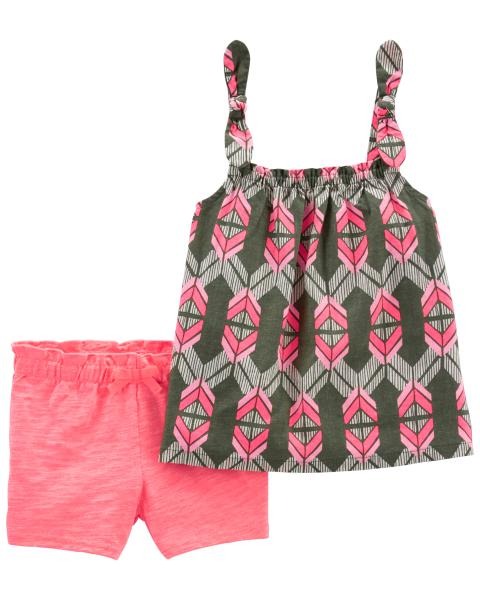 Conjunto Verde e rosa