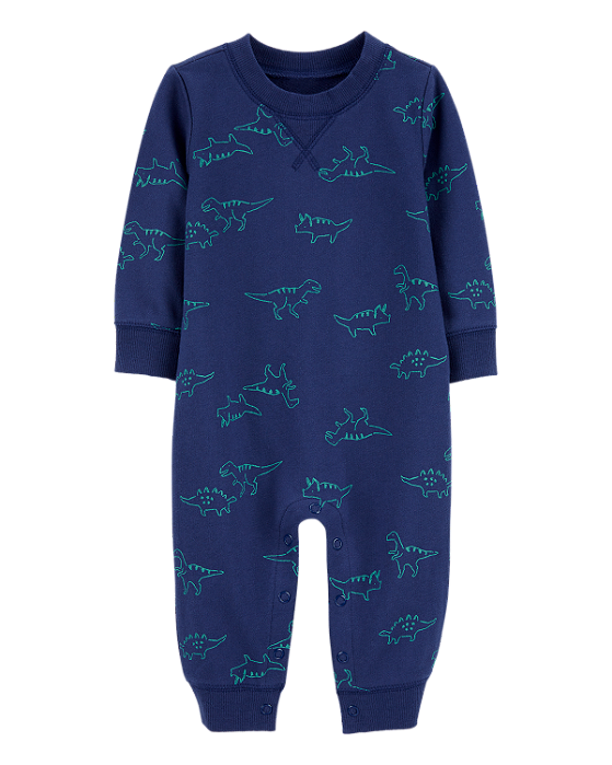 Macacão dinossauro algodão / moletinho sem pezinho