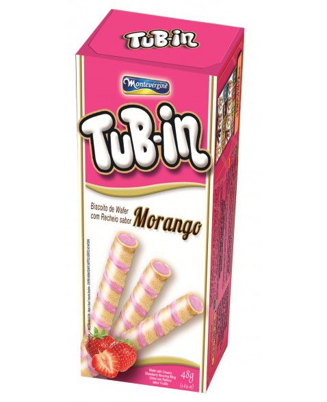 Tubetes Tub-in biscoito wafer recheio morango 48g - Montevergine