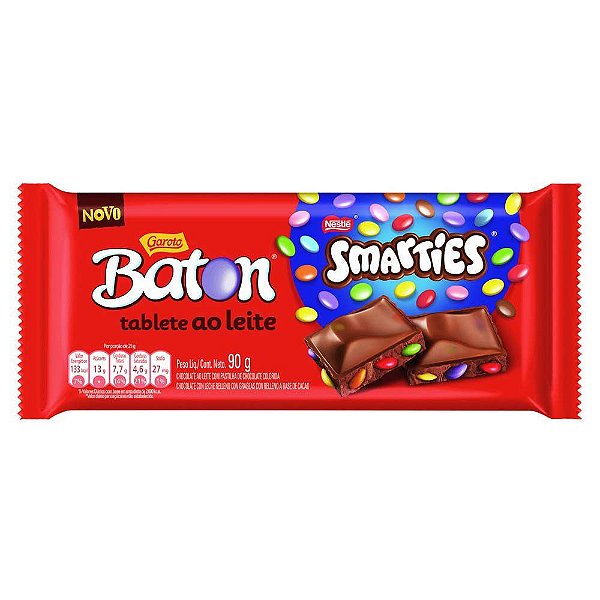 Barra de Chocolate Baton Smarties Garoto 90g