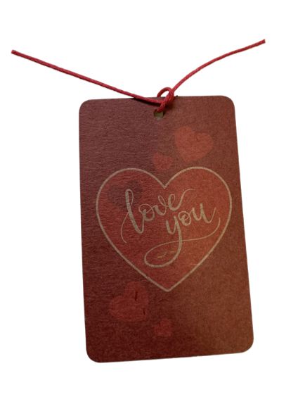 Tags Decorativas com cordão De para Love You Red Heart c/ 12 unidades
